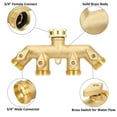 thumbnail image 4 of LEEYNEER 4 Way Heavy Duty Garden Hose Splitters  Solid Brass 4-Way Water Hose Splitter Outdoor Faucet Spigot Connector  4 Valve Garden Tap Hose Adaptor with 4 Hose Washers, 4 of 7