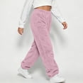thumbnail image 6 of FAIWAD Kids Plush Pants Elastic Waist Solid Color Fleece Joggers Boys Girls Soft Warm Loungewear, 6 of 8
