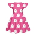 thumbnail image 3 of Abcomgle Little Girls Halloween Dresses Funny Boo Ghost Graphic Midi Dress for Girls Cute A-Line Flutter Sleeve Dresses for Girls Crewneck Fall Swing Dresses, 3 of 4