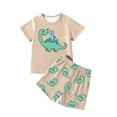 thumbnail image 1 of LUOGENLI European Filled Printed Short T Shorts for Children Trendy Loose and Comfortable Set Maxi Boysuit Set Ruffle Khaki 9-10 Years, 1 of 3
