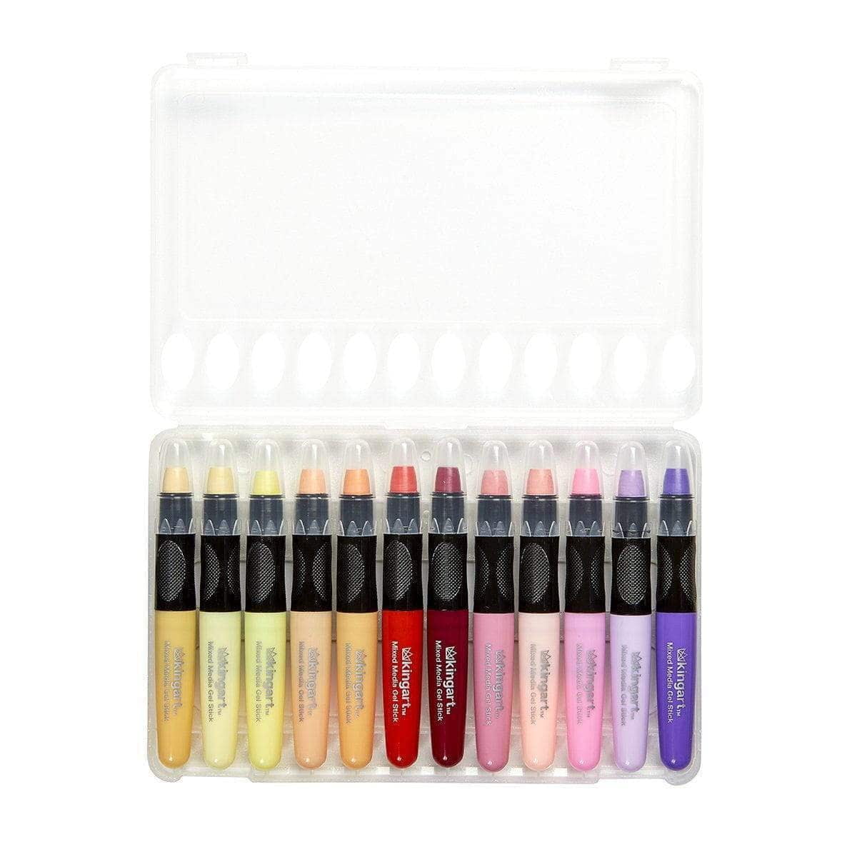 Kingart Gel Stick Artist Mixed Media Crayons, Set of 24 Unique Pastel Colors, All Ages