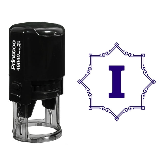 Printtoo Office Stationary R-40 Octagon Celtic Swirl Frame I Alphabet Monogram Initial Self Inking Rubber Stamp