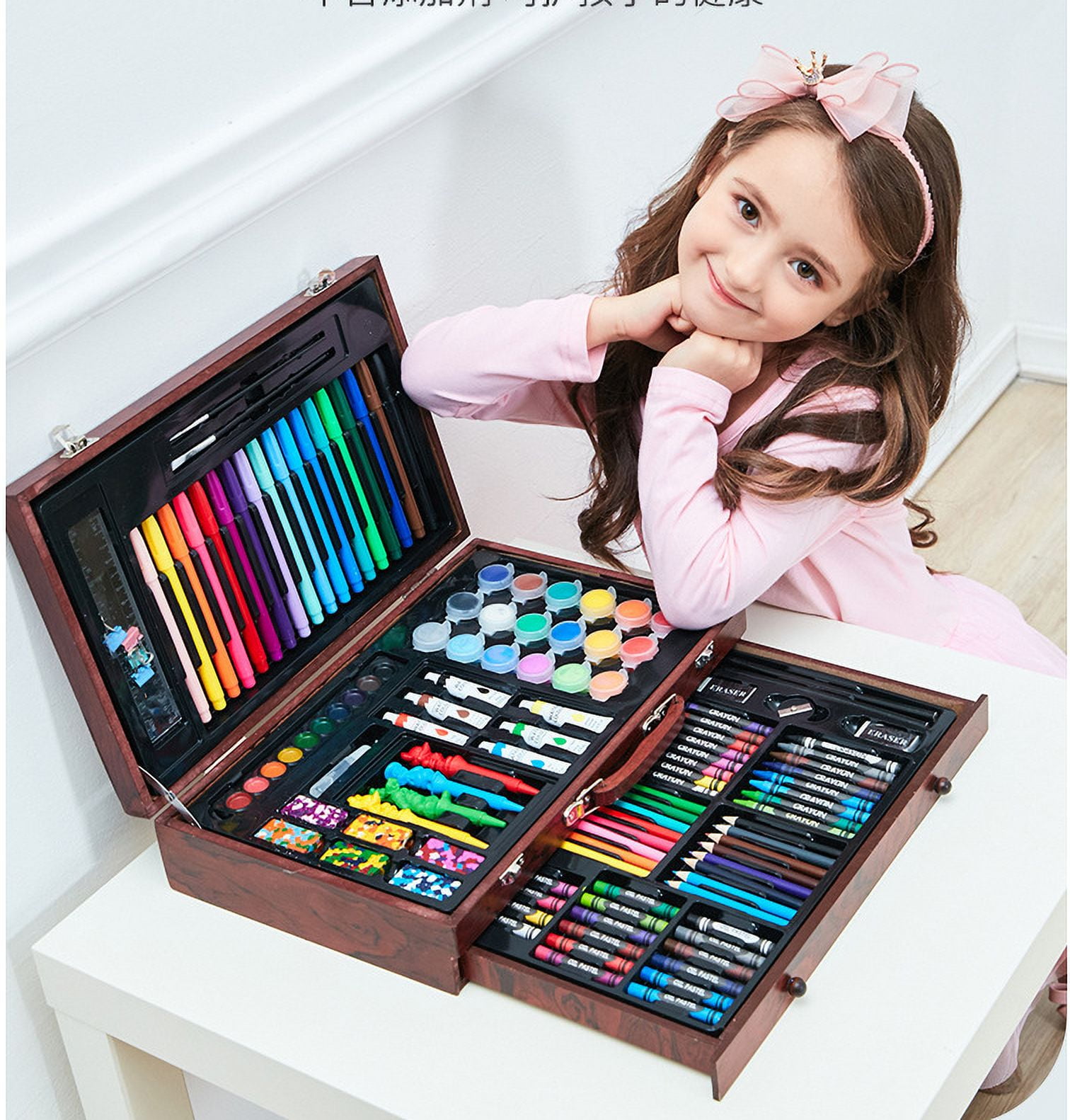 Art Supplies, 123-Pack Deluxe Art Set with Wooden Case, Art Case Coloring Set for Oil Pastels, Crayons, Colored Pencils, Markers, Creative Gift Box for Adults Artist Beginners Kids Girls Boys