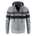 thumbnail image 1 of CEHVOM Autumn And Winter New Men's Color Matching Plus Velvet Plus Size Hooded Cardigan, 1 of 3