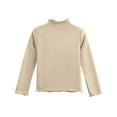 thumbnail image 3 of Girls Mock Neck Long Sleeve Shirts 2025 Ribbed Knit Slim Fit T Shirts Fall Layer Tops Tees Beige 150, 3 of 3
