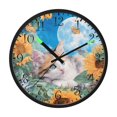 thumbnail image 2 of Voice Activated Clock with Glow Light 12 Inch Large Silent Wall Clock Battery Operated for Home Decor Playful Cat Lying Sunflowers, 2 of 8