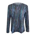 thumbnail image 4 of zuwimk Shirts For Women Trendy,Women's Pearl Sheer Mesh Long Sleeve Tops Blouse Blue,S, 4 of 5