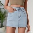 thumbnail image 2 of RUTAYY Women Bodycon Denim Short Mini Skirts High Waist Casual Washed Stretchy Jean Skirts With Pockets Solid Color Casual Travel Skirts, 2 of 5