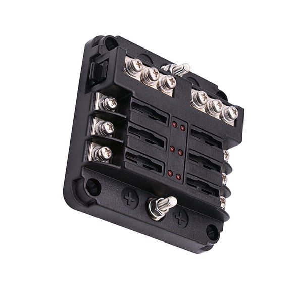HOMEMAXS Universal 6 Way Fuse Box Block Fuse Holder Vehicle Circuit Automotive Car Fuse Accessory Tool Black