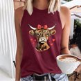 thumbnail image 3 of WMTBSRSW Tank Tops for Women Cute Highland Cow Printed Crewneck T Shirts Casual Summer Sleeveless Blouse Tops, 3 of 4