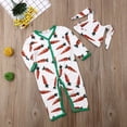 thumbnail image 3 of Fortune 0-18M Newborn Romper V-Neck Long Sleeve Carrot Print Cartoon Jumpsuit Rabbit Ear Hat, 3 of 9
