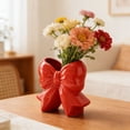 thumbnail image 6 of 2026 Small White Bow Ceramic Vase – Modern Farmhouse Flower Pot for Fresh, Dried or Artificial Blooms, Table Centerpiece & Shelf Decor, 6 of 9