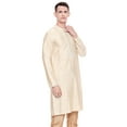 thumbnail image 2 of Shatranj Men's Indian Classic Collar Hand Embroidered Placket Long Kurta Tunic; Beige; MD, 2 of 2