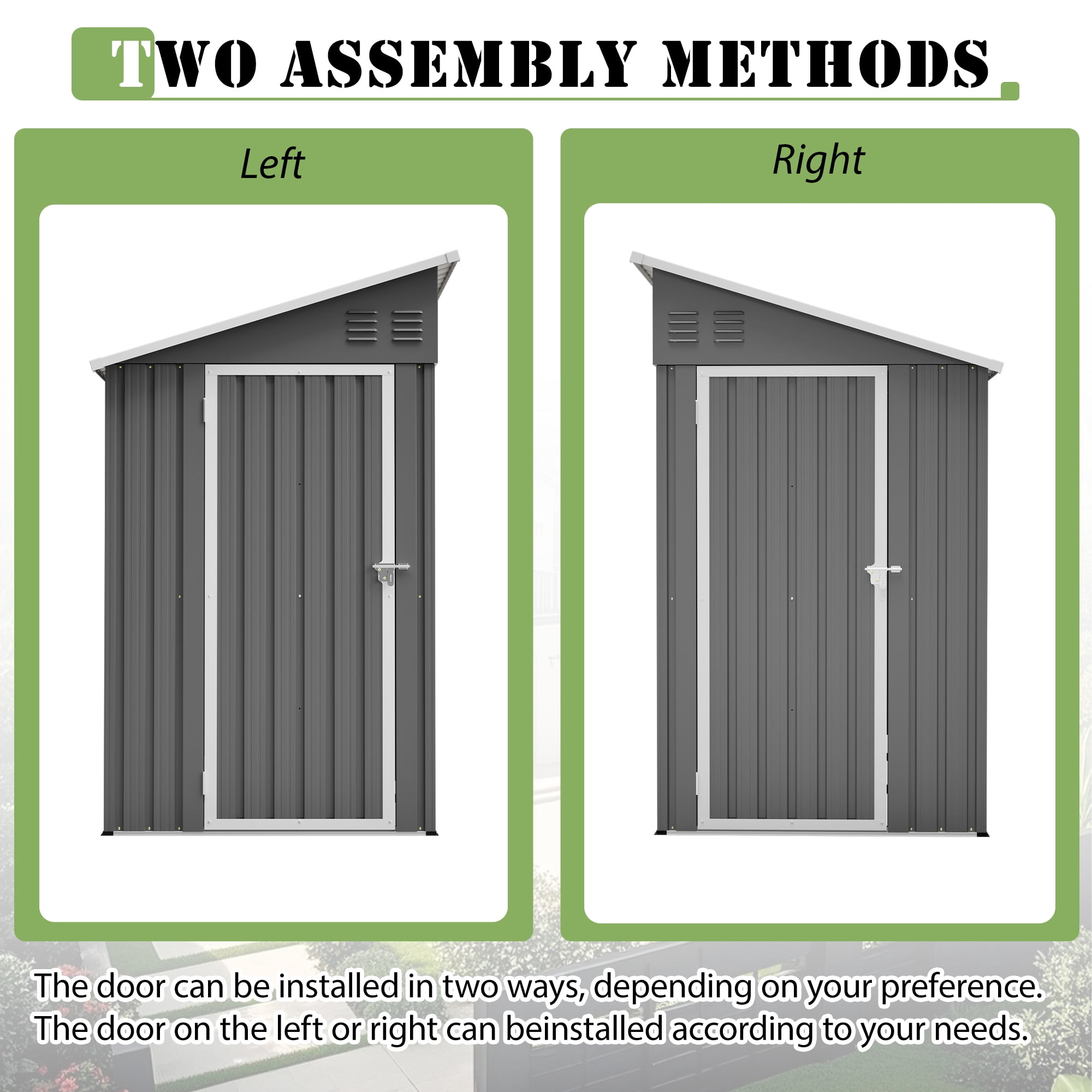 LZBEITEM 8 x 4 ft Outdoor Metal Storage Shed, Small Metal Sheds & Garden Tool Shed with Galvanized Floor Frame Kit Lockable for Garden, Backyard
