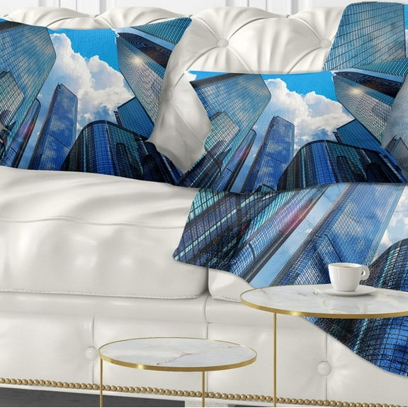 Designart Elevated Business Buildings - Cityscape Throw Pillow - 12x20