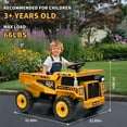 thumbnail image 5 of 12V Ride on Dump Truck,Construction Vehicle Ride on Toy with Remote Control, Electric Dump Bed & Shovel with Spring Suspension, Music, and LED Lights,Yellow, 5 of 5