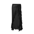 thumbnail image 3 of Coduop Women Irregular Ruffle Midi Skirt Mesh Floral Print Skirt High Slit Mesh Beach Maxi Skirt, 3 of 9