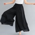thumbnail image 1 of Culottes en Lin à Taille Élastique Double Couche Mode Été pour Femmes (Noir, 95), 1 of 9