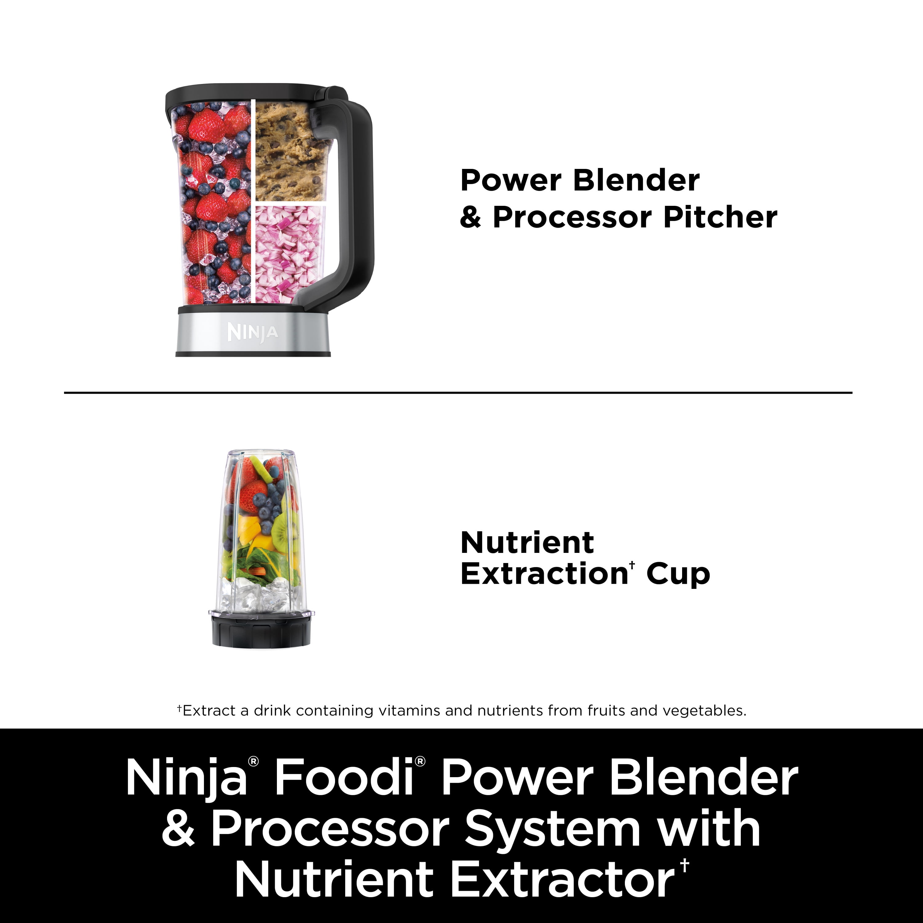Ninja Foodi Power Blender & Processor, 3-in-1 Food Processor, 1200W 4  Auto-iQ Presets (SS200C) 