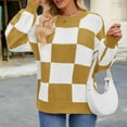 thumbnail image 4 of Mock Neck Long Sleeve Sweater Women Plaid Print Winter Warm Ribbed Cuff Long Sleeve Shirts Solid Casual Loose Oversized Pullover Sweaters, 4 of 6