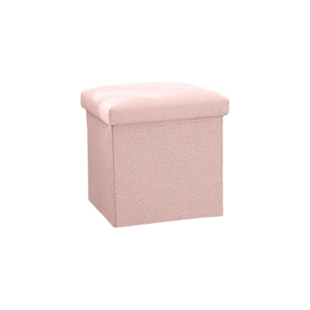 Pink Multifunctional Foldable Linen Storage Stool Storage Box Organizer Shoe Changing Stool Fabric Storage Stool For Home Office 25X25Cm 9.84X9.84In Weight 1.98 Lb