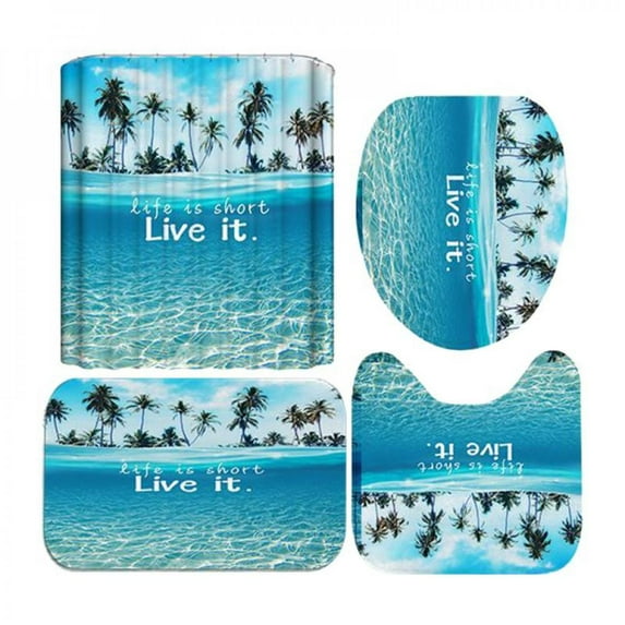 3D Digital Printing Shower Curtain 4 Pieces For Home / l / Party Decoration 180 * 180cm