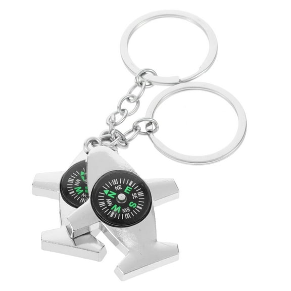 PBPBOX 2Pcs Hiking Compass Keychain Aircraft Shape Key Ring Zinc Alloy For Adults And Kids