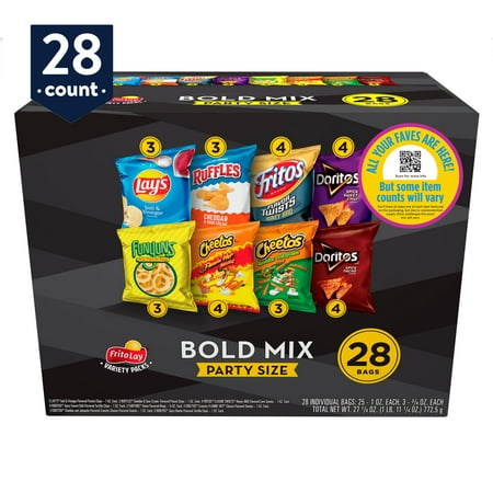 Frito-Lay Bold Mix Snacks Variety Pack, Party Size, 28 Count (Assortment may vary)