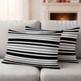 thumbnail image 2 of 2 Pack Outdoor Waterproof Throw Pillow Covers,Classic Gray Black Striped Decorative Rectangle Patio Pillowcases for Chair Couch Sofa 20x12in, 2 of 9