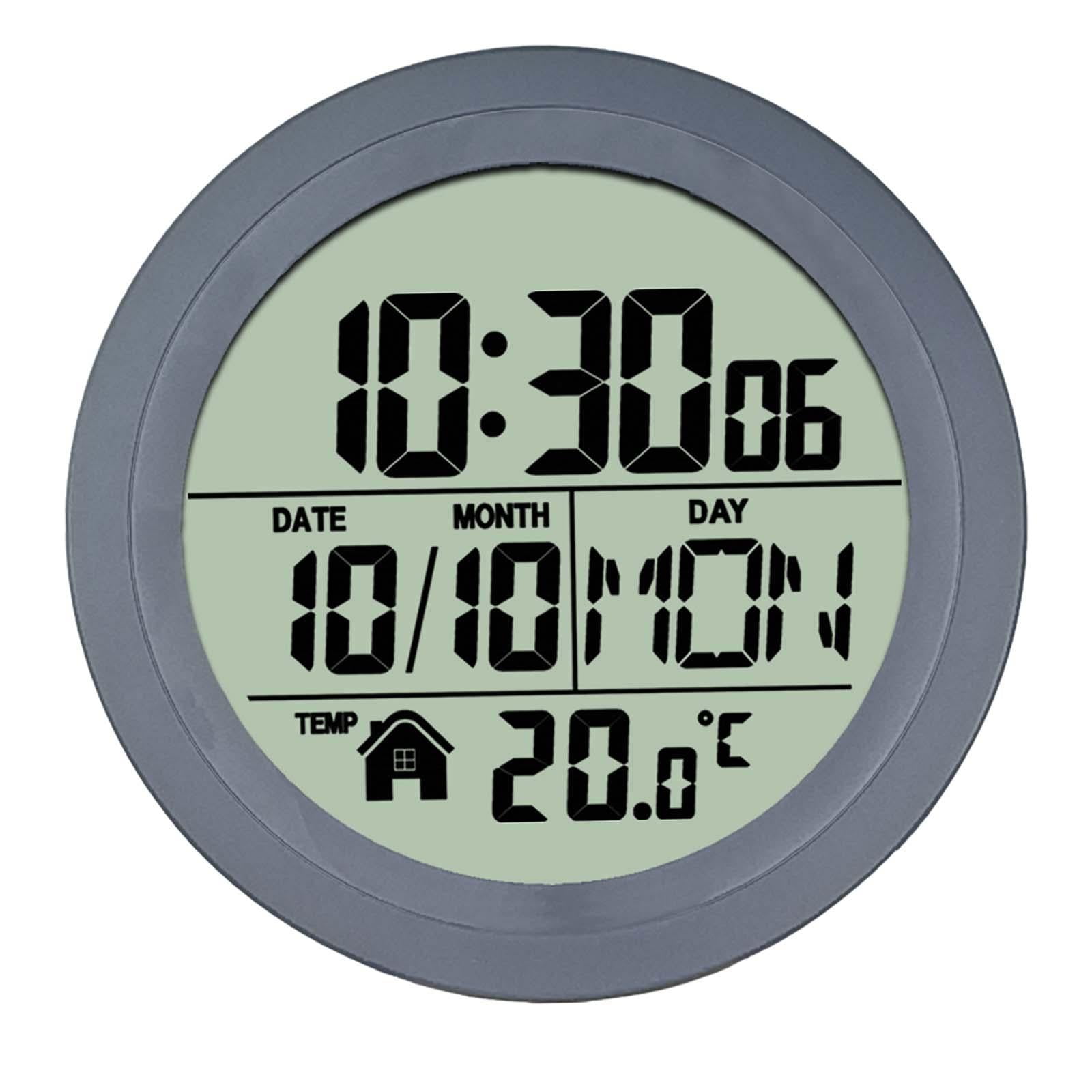 CUTICATE Shower Clock 5.7inch ,Waterproof Round Digital Shower Timer Clock Wall Clock Bathroom Clock,Screen Display Calendar Month and Date