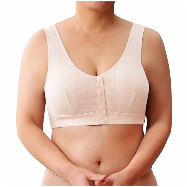Timegard Wireless Bras for Women Plus Size Breathable Comfort Front Closure Button Bras with Support