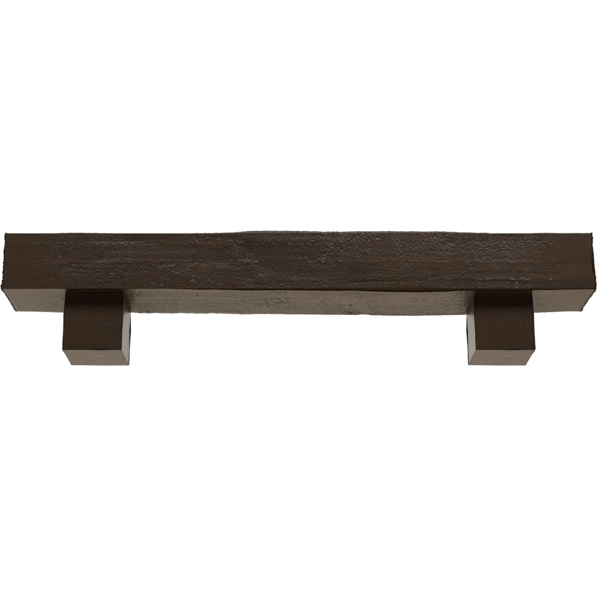 Ekena Millwork 4"H x 8"D x 60"W Rough Cedar Faux Wood Fireplace Mantel Kit w/ Alamo Corbels, Burnished Mahogany
