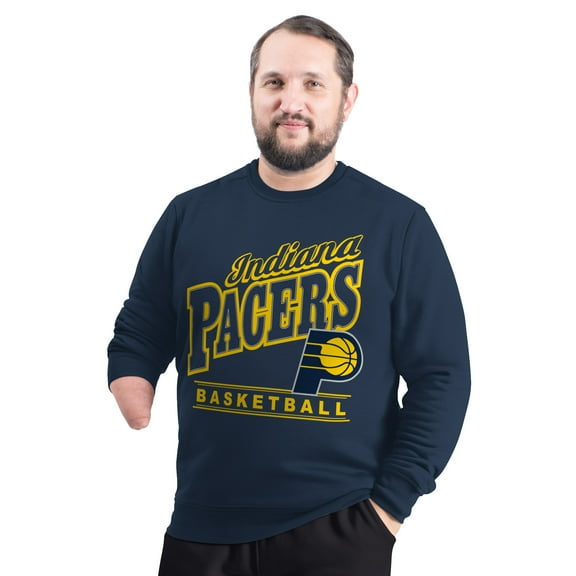 Men's G-III Sports by Carl Banks Navy Indiana Pacers Adaptive Headliner Fleece Crewneck Sweatshirt