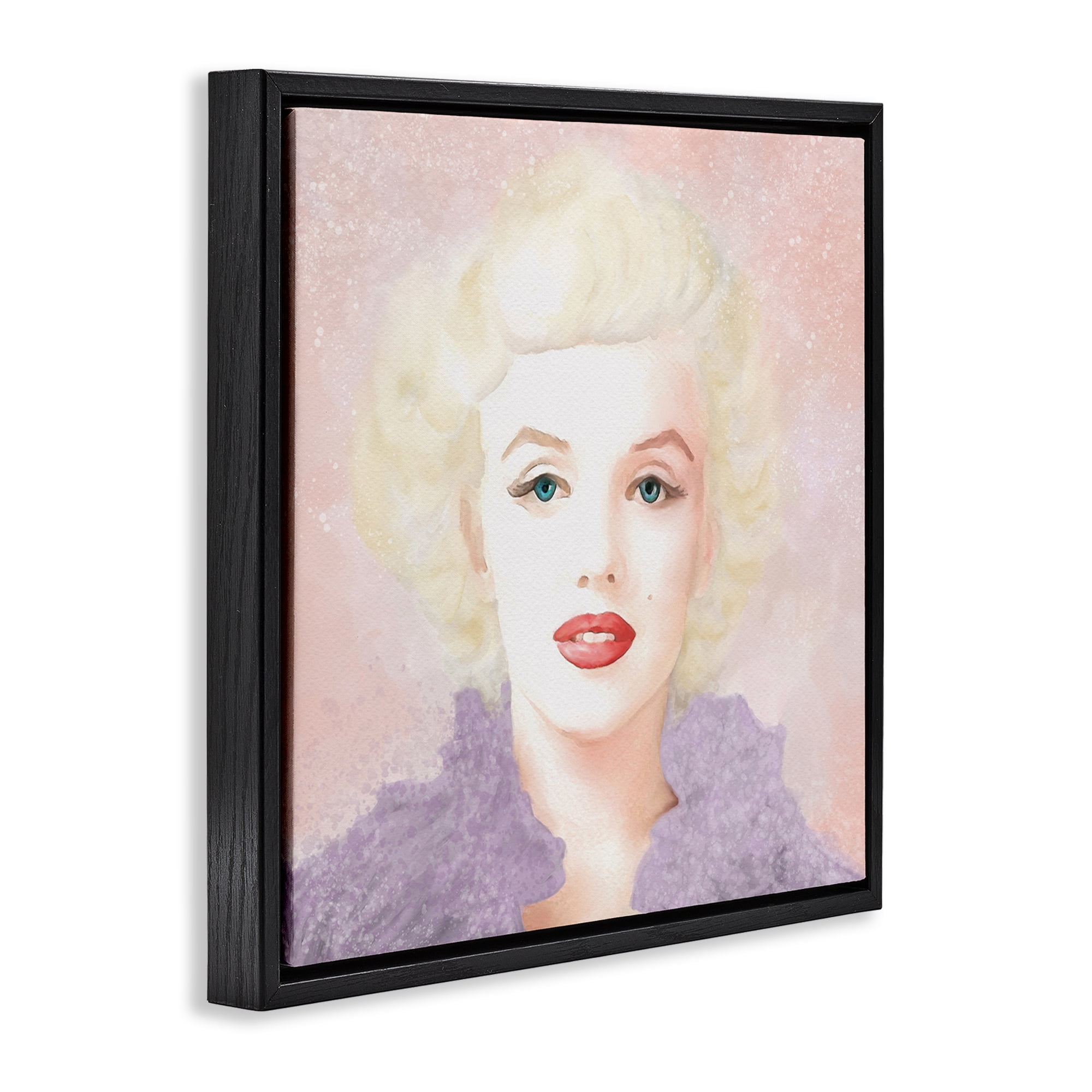 Stupell Industries Pastel Marilyn Portrait People Painting Black Floater Framed Canvas Art Print Wall Art, 18 x 18