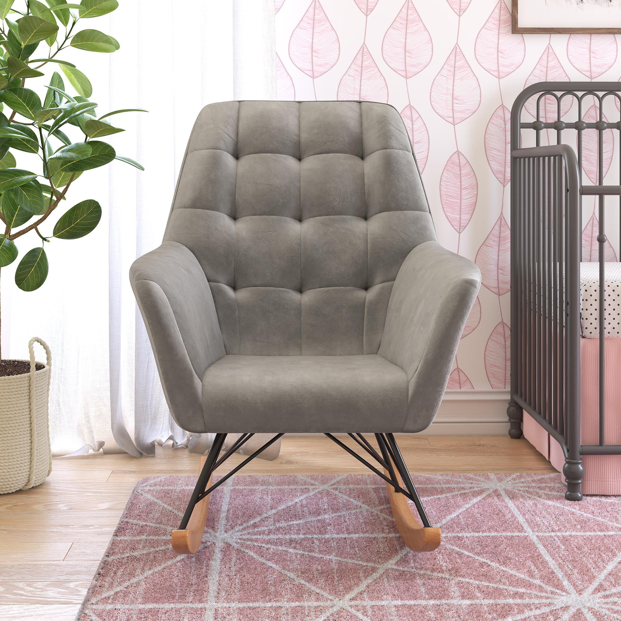 Little Seeds Raven Upholstered Nursery Rocker, Gray Velvet