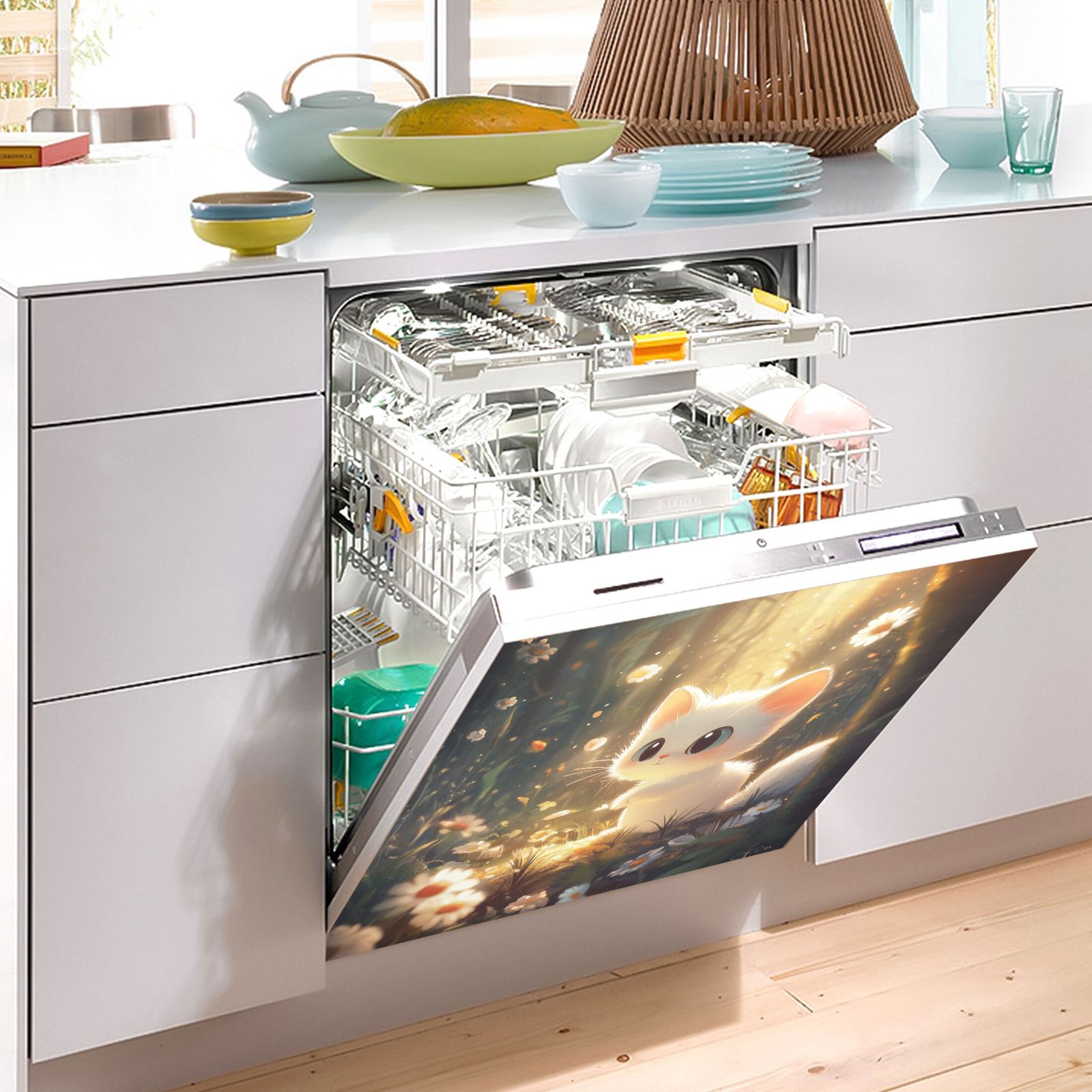 Dishwasher Magnetic Sticker 23x26 Inch Refrigerator Magnetic Sticker Washing Machine Magnetic Sticker Kitchen Panel Magnetic Sticker Home Decor Super Cool Kitten
