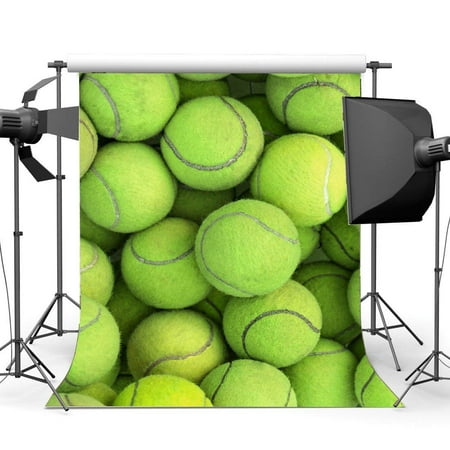 Image of ABPHOTO Polyester 5x7ft Tennis Backdrop Green Balls Backdrops Interior Stadium Gymnasium Photography Background for Boys Girls Sports Match School Game Photo Studio Props