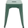 thumbnail image 4 of 18 Inch Industrial Metal Bar Stools Set of 2, Stackable Indoor/Outdoor Stackable Kitchen Dining Chair, Backless Kitchen Short Stools (Olive Green), 4 of 11