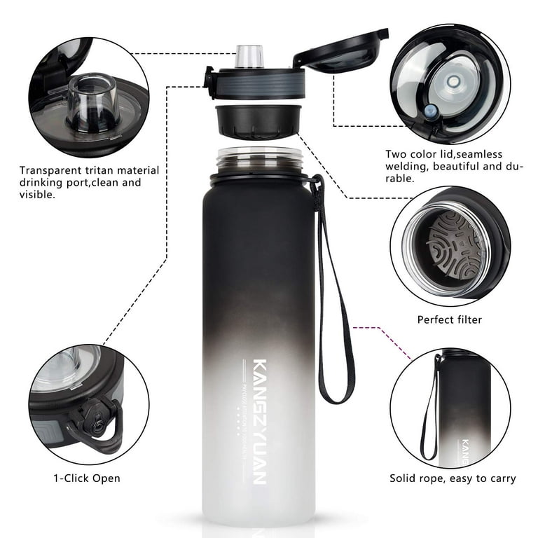 Sports 1 Litre Water Bottle 1000ml BPA Free Leak Proof Drinks Flip Lock Lid