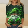 thumbnail image 1 of T-Shirt à Col Rond Imprimé de la Saint-Patrick pour Femmes, Manches Trois Quarts 3/4, Coupe Ample, 1 of 5