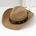 thumbnail image 6 of RUISINERY Vintage Felted Hat with And Gemstones Leather Belt Accent Western Hat for Men and Women, 6 of 7