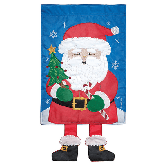 Magnolia Gardens M011267 30 x 44 in. Double Applique Santa Polyester Garden Flag