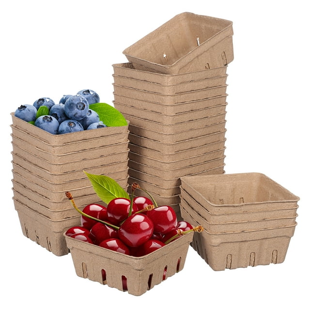 Cesta de bayas de papel de 50 piezas Bandeo de frutas para el hogar Cesta de fruta de bayas Canasta de pulpa de papel