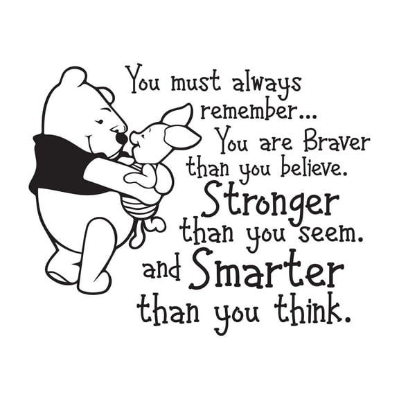 Children You Must Always Remember Empowering Quote Wall Decal Decoration You Are Braver Than You Believe Cute Bear Pig Character Lasts Years and Easily Removable - Size: 20 In(W) x 16 In(H)
