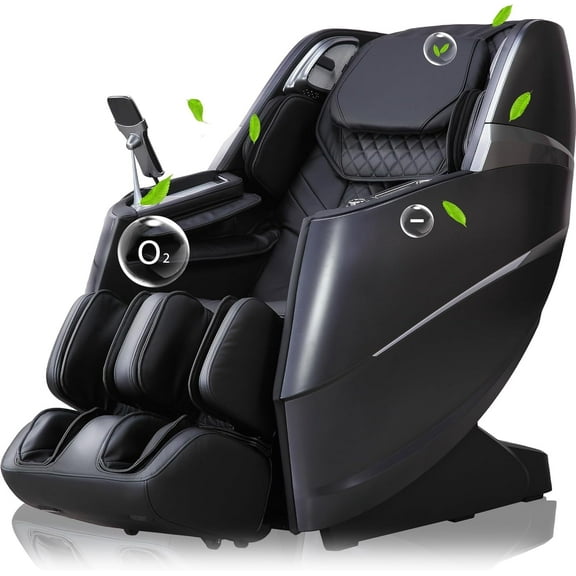 Massage Chair 4D Zero Gravity, AI Voice Control, Full Body Heat, Auto Leg Rest with Foot Rollers, Program Customization, Black