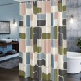 thumbnail image 6 of Country Art Shower Curtain, Watercolor Green Blue Beige Geometric Grid Waterproof Shower Curtain Set with 12 Hooks Lightweight Bath Curtains Fabric Bathroom Decor 36x72 Inches, 6 of 9