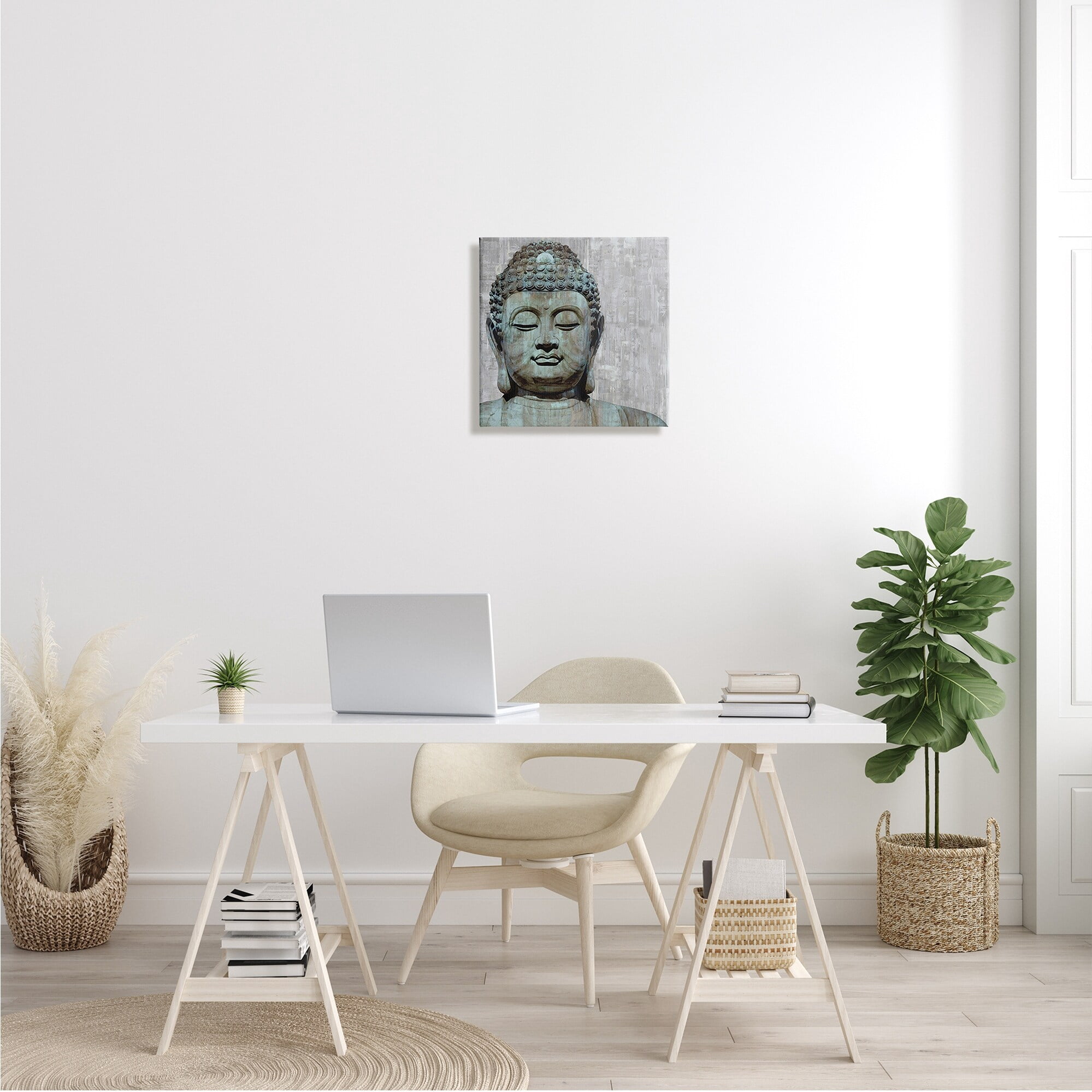 Stupell Industries Buddha Meditating Figure Closed Eyes Concentration, 24 x 24,Design by Tom Bray