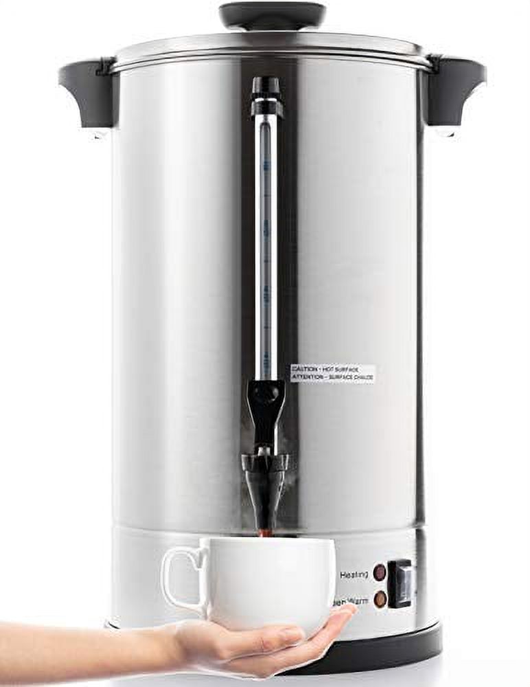 Commercial Grade Stainless Steel Percolate Coffee Maker Hot Water Urn, 100 CUP 16L
