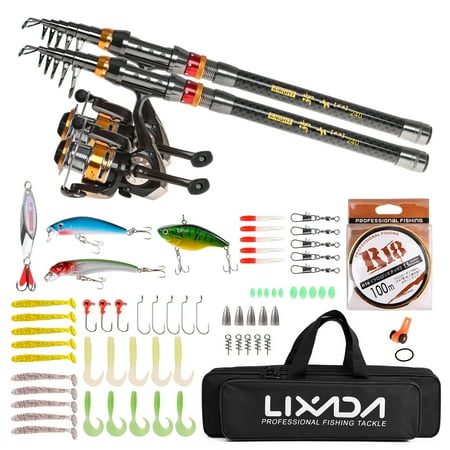 Spinning Rod kit Saltwater Freshwater Lures Kit Rod With Reel Carbon Fiber Combo Carrier Saltwater 2 Piece Rod Fu Rod And Reel Fiber Rod With Combo With Carrier 2pcs With Carrier Rod Huiop