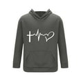 thumbnail image 4 of Tao Tao Valentines Day Jogger Sets Tracksuit For Men 2 Piece Set Trendy Heart Printed Two Piece Hooded Sweatshirt And Elastic Waist Sweatpants Sets With Pockets Dark Gray 2XL, 4 of 5